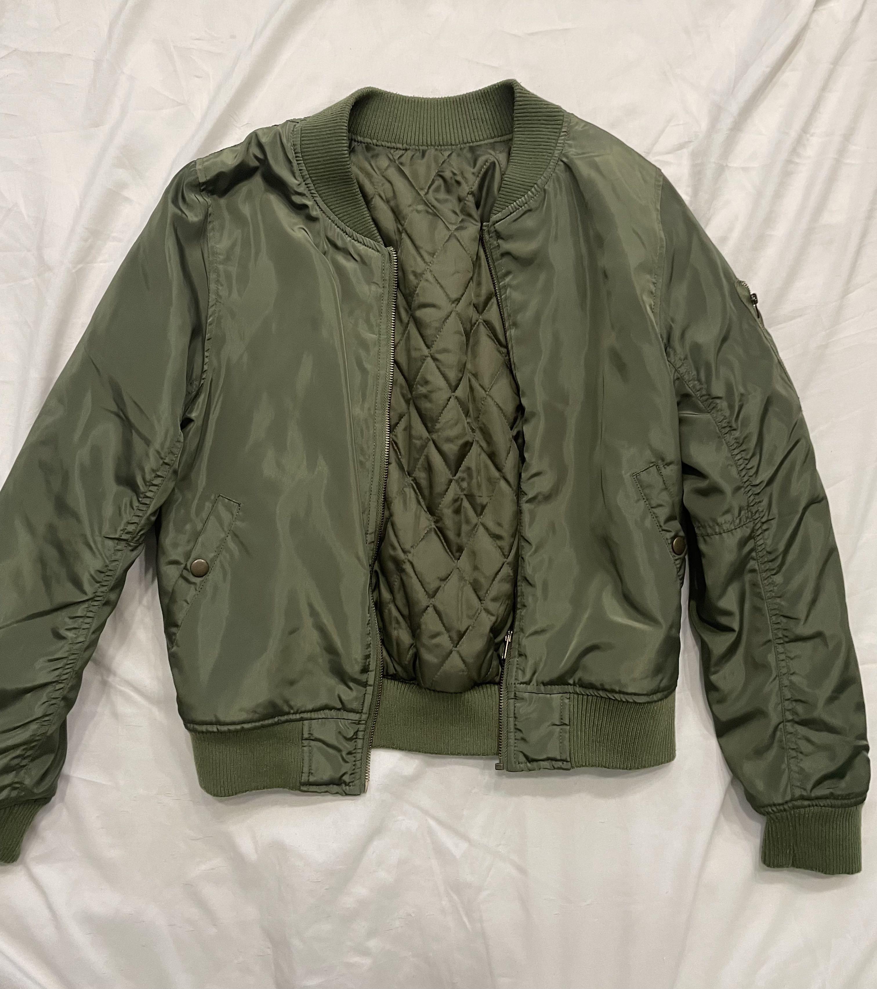 Sage Green Bomber Jacket, Women's Fashion, Coats, Jackets and Outerwear