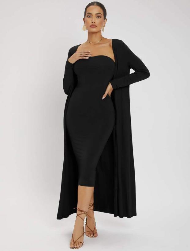 Bodycon dress hotsell with long cardigan