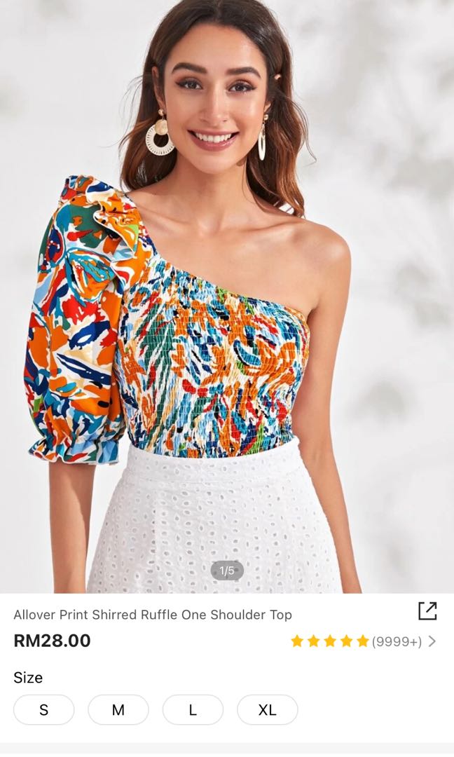 SHEIN floral one shoulder top Women s Fashion Tops Sleeveless