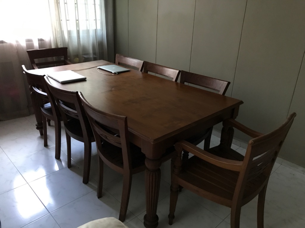 Teak Dining Table Set (8 pax), Furniture & Home Living, Furniture