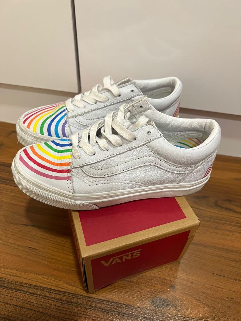 Rainbow vans with store laces