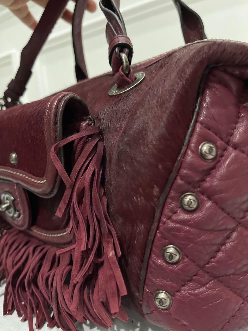 Vintage BAG, CHANEL, bourdeaux pony skin, Women's Fashion, Bags
