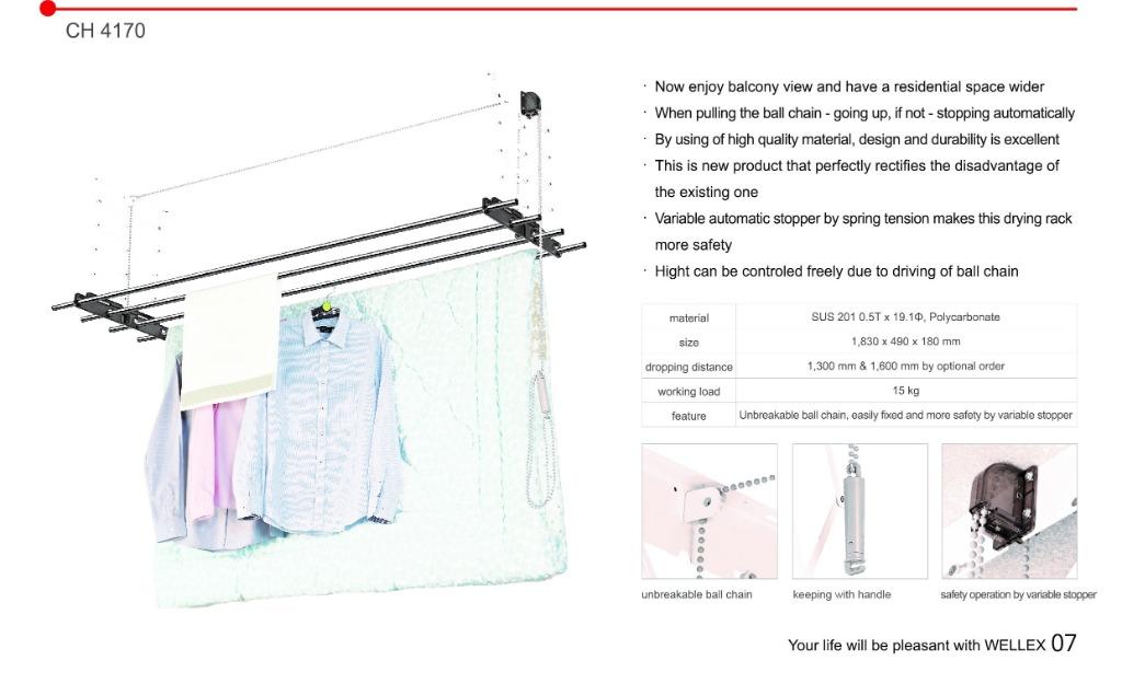 Wellex CH4170 Laundry rack system, Furniture & Home Living, Home Improvement & Organisation