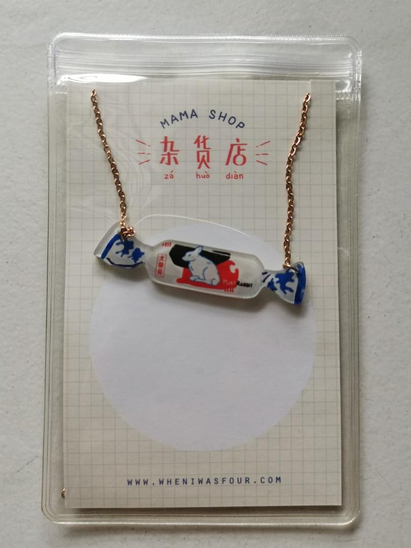 White cheap rabbit necklace