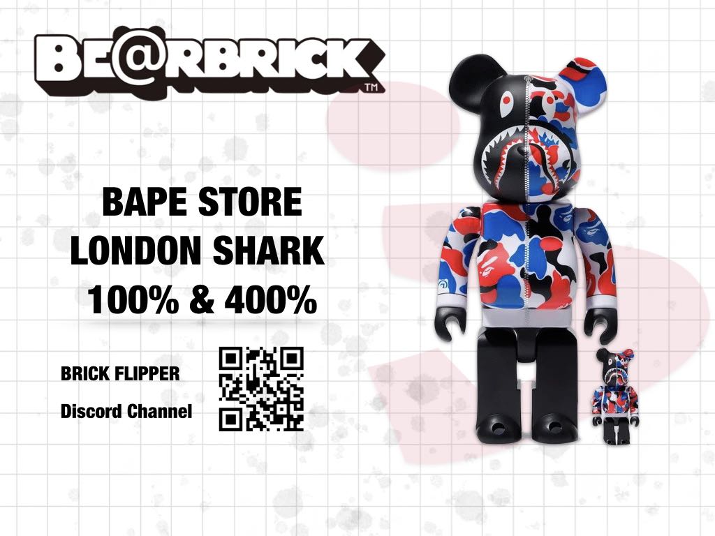 現貨BAPE STORE LONDON SHARK BE@RBRICK 100% & 400% bearbrick , 興趣 ...
