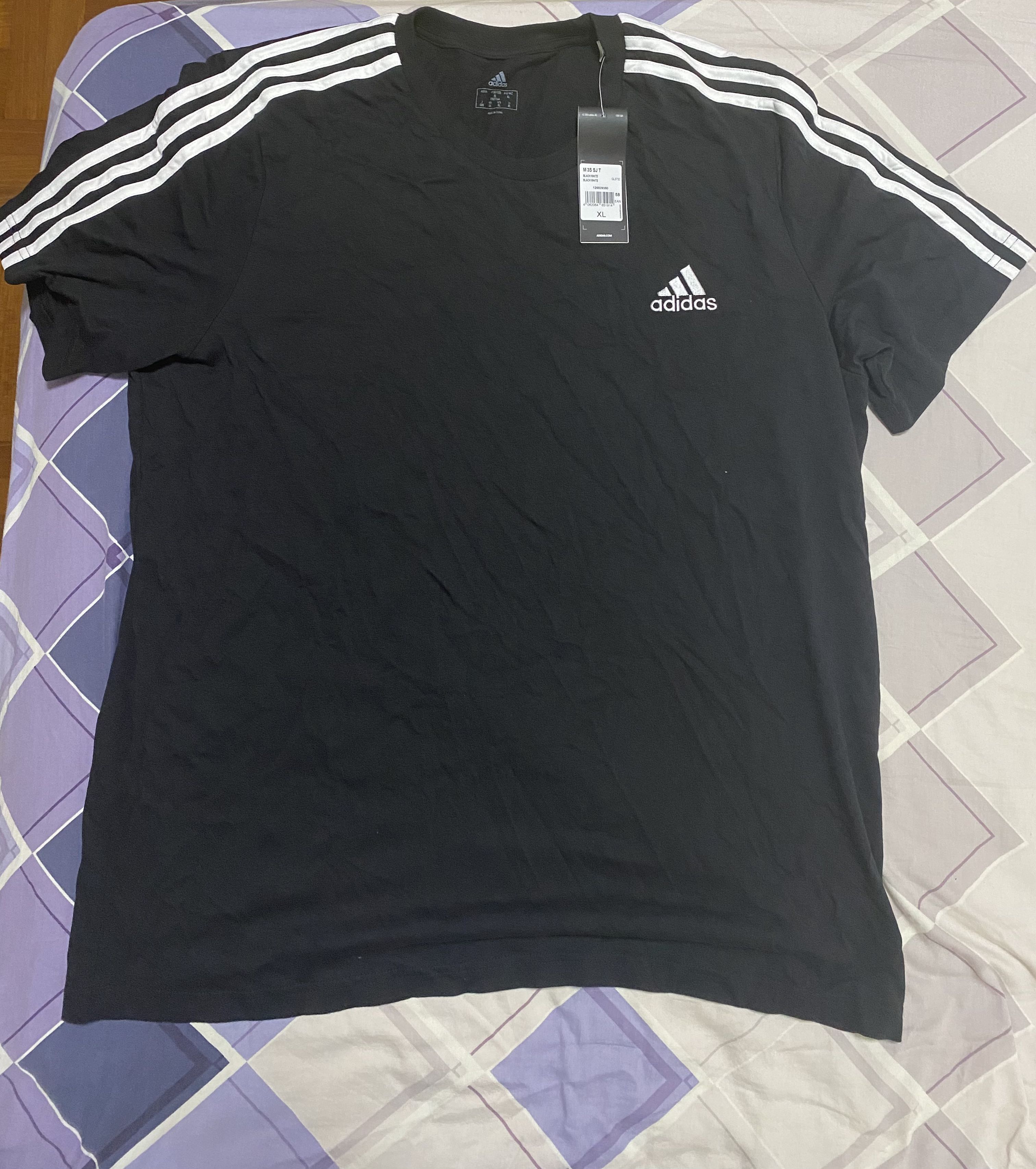 Adidas Essentials 3-Stripes Tee, Men's Fashion, Tops \u0026 Sets, Tshirts \u0026 Polo  Shirts on Carousell
