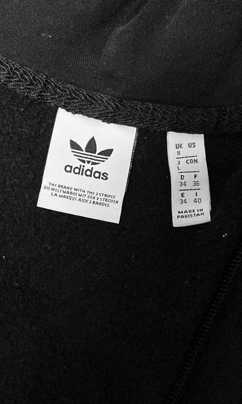 adidas original three stripe zip thru hoodie in black