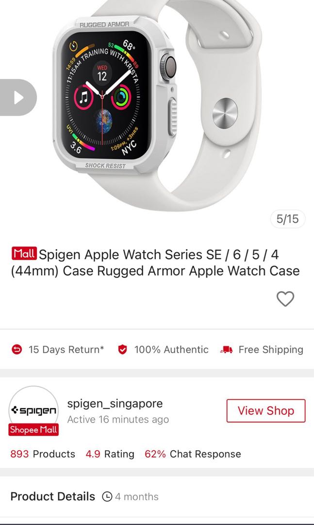 Apple Watch Spigen White Case 44mm, Mobile Phones \u0026 Gadgets, Wearables \u0026  Smart Watches on Carousell