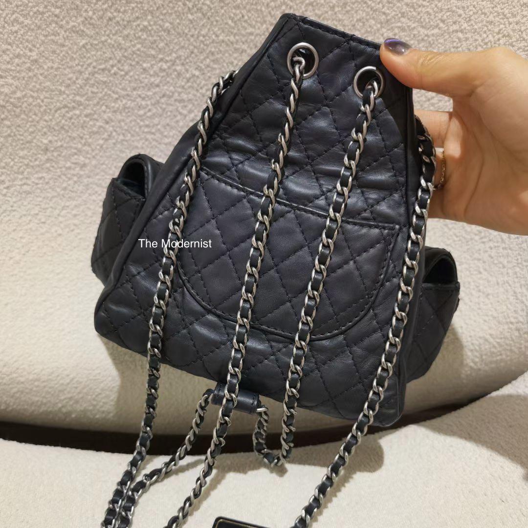 chanel mini backpack 2012 No. 17 2012-2013 Leather Chain Daypack purple WS27768  NUIR VINTAGE Chanel Backpack with Patch Pockets