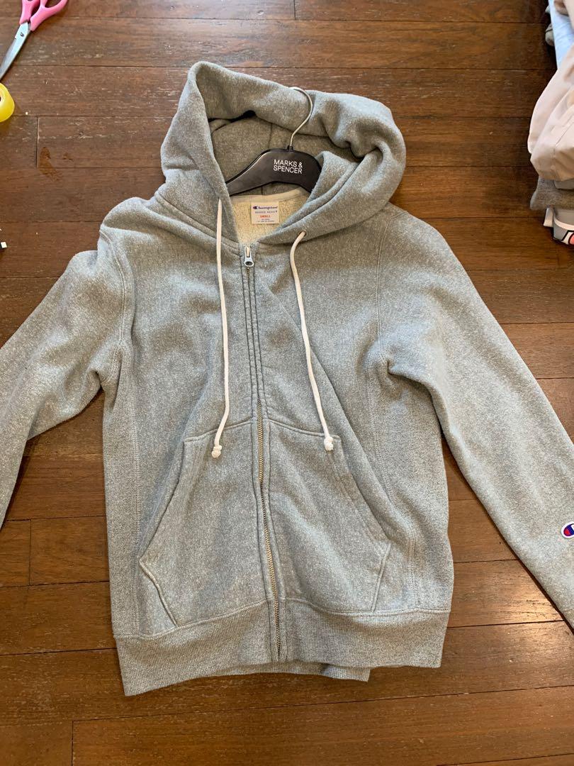 Champion grey sales zip up hoodie