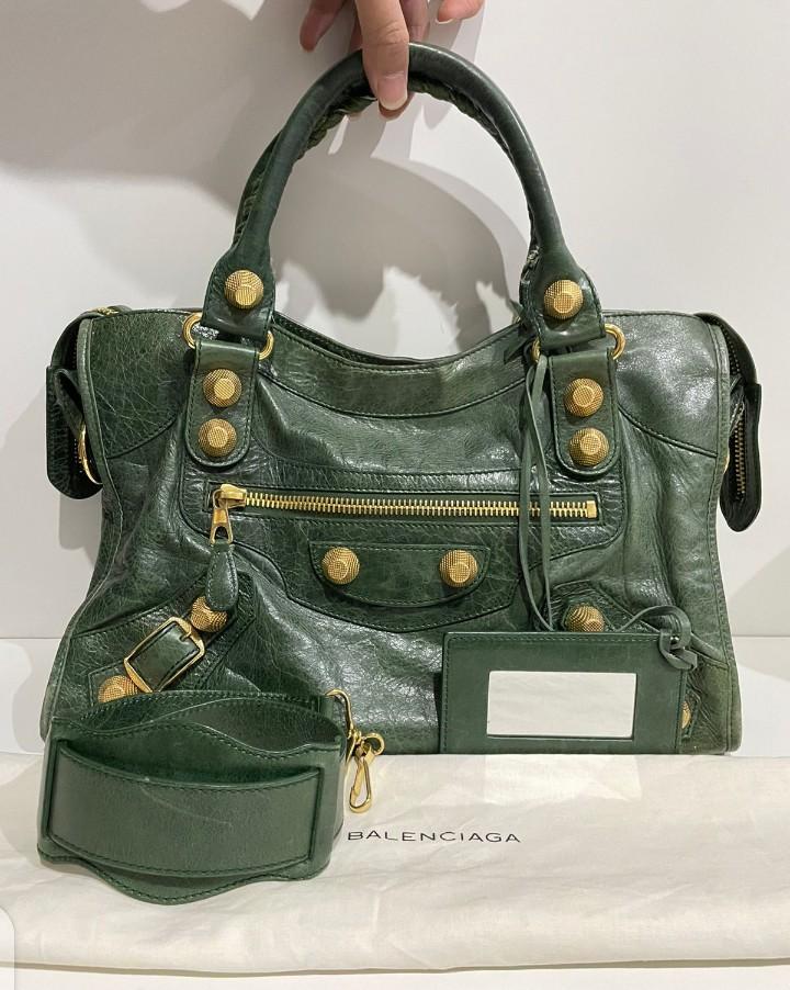 Balenciaga City Reguler Giant Studs Dark Green Ghw Comes with mirror strap and dustbag