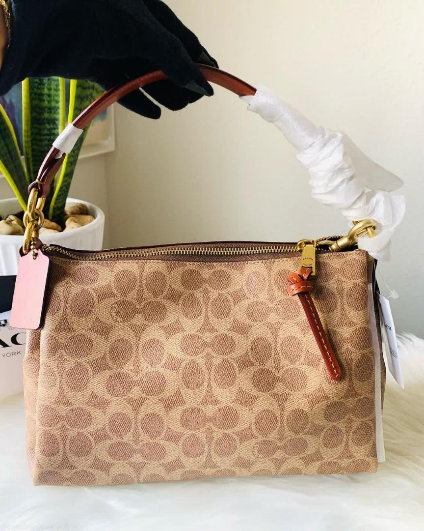 coach shay signature shoulder bag tan rust