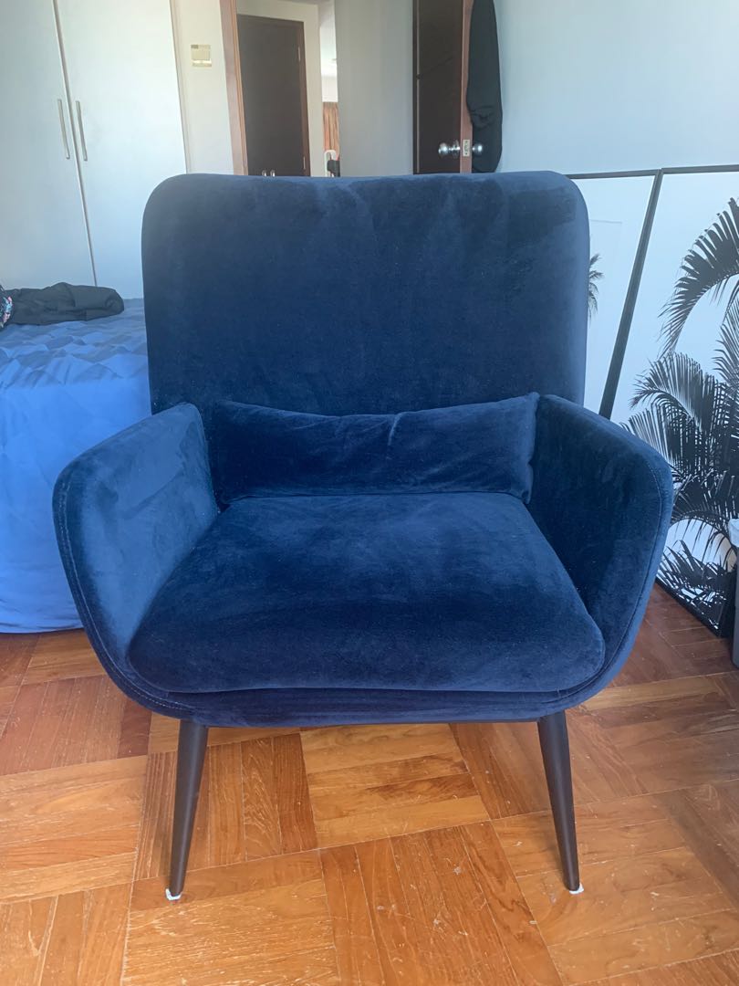 Castlery Cammy Armchair in Midnight Blue Velvet Furniture