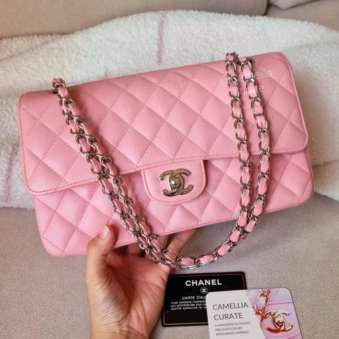 Chanel Sakura Pink Vintage Medium Flap Silver Hardware, Women's Fashion ...