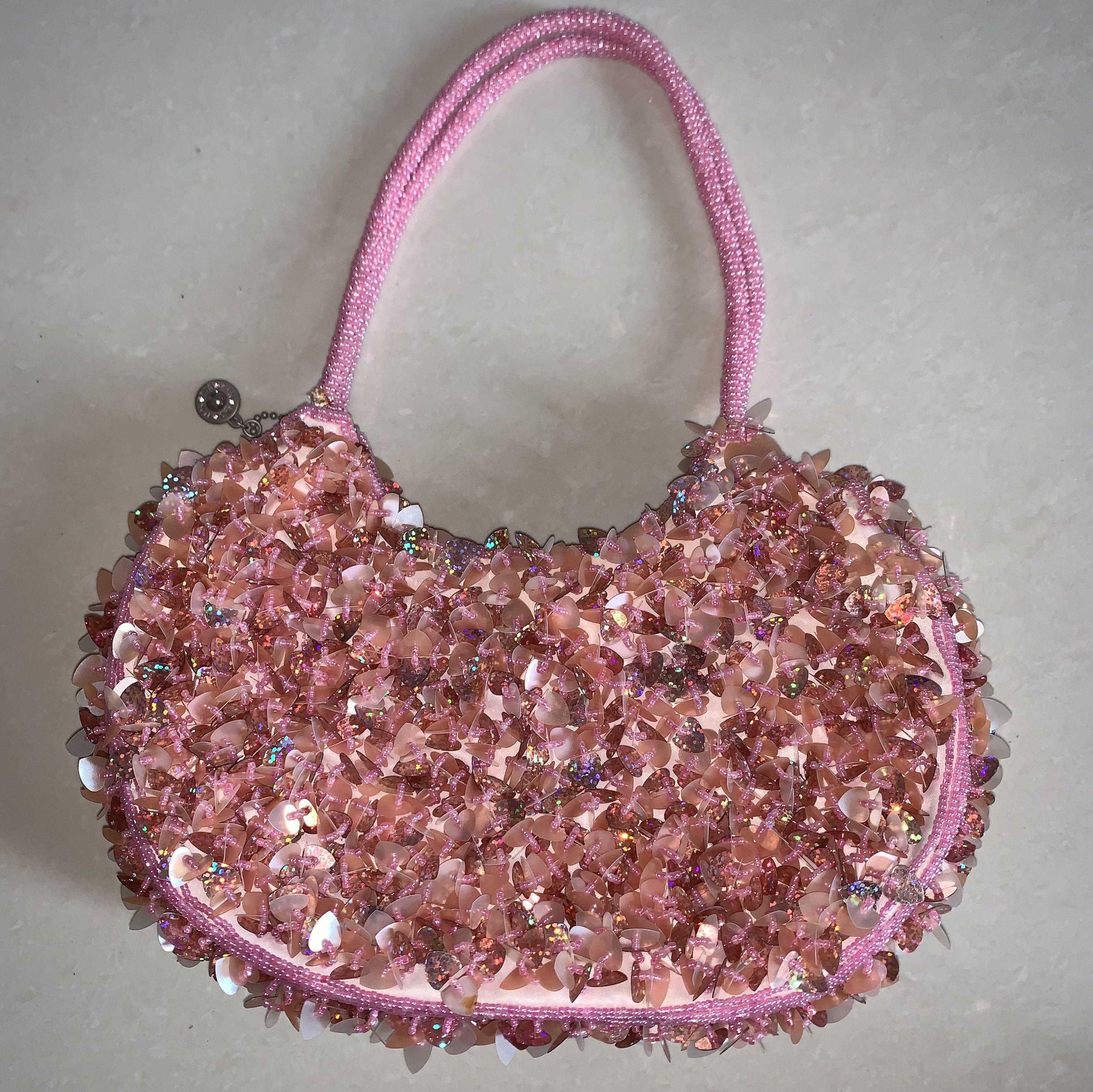 VSling Mini sequined leather tote bag in pink - Valentino Garavani |  Mytheresa