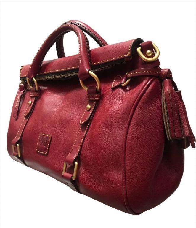 Dooney Bourke Red Bordeaux Florentine Leather Satchel Crossbody