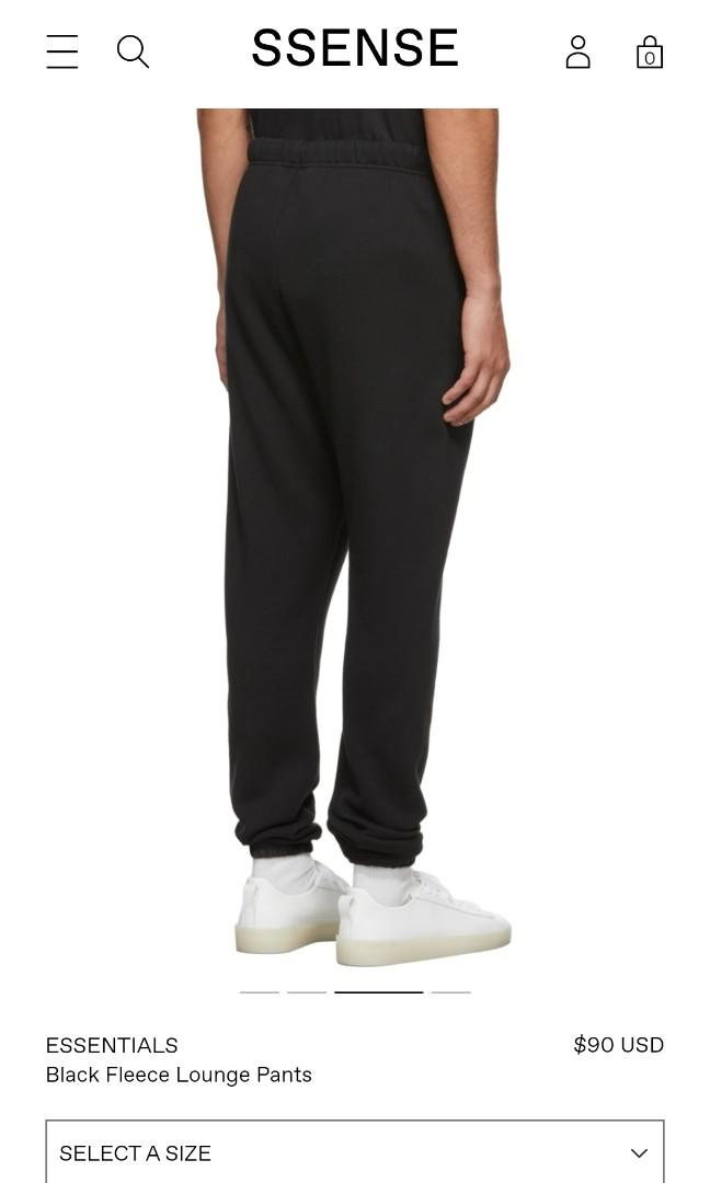 Essentials black fleece top lounge pants