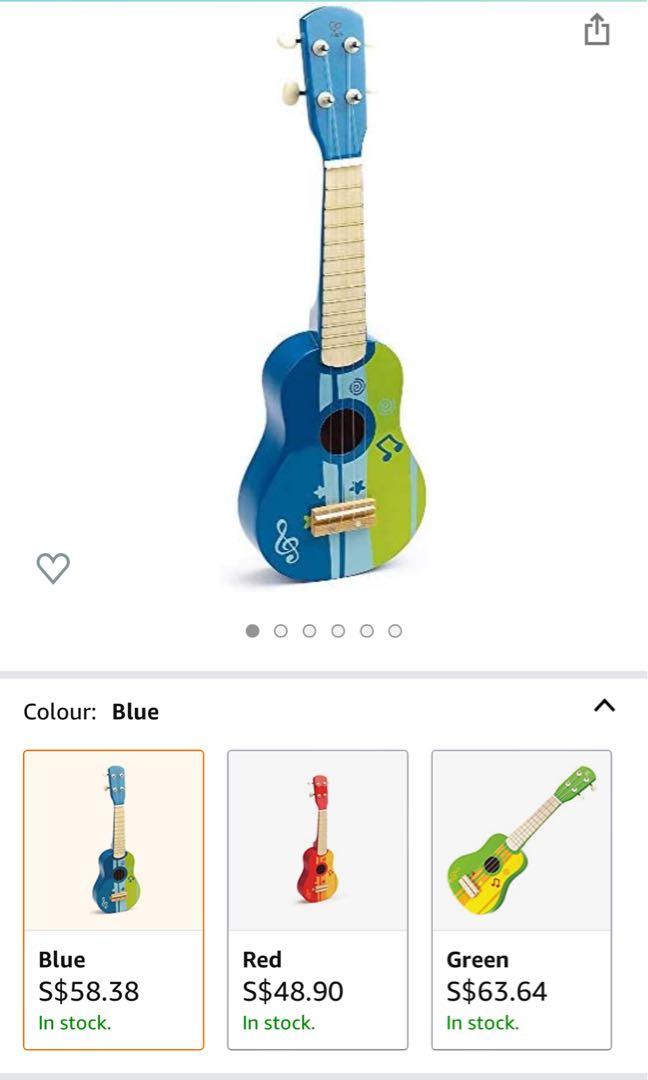 Hape kid's wooden toy ukulele in blue clearance