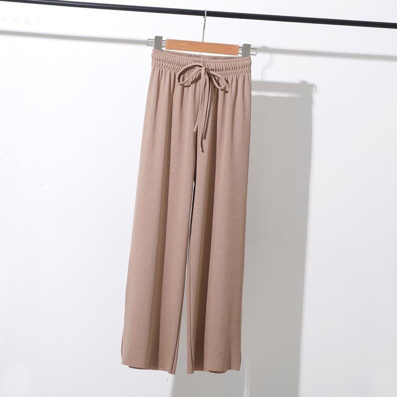 Spring and Summer Casual Pants for Women2023New Korean Style Loose Ice Silk  Straight-Leg Pants FatMMBlackinsSports Pants