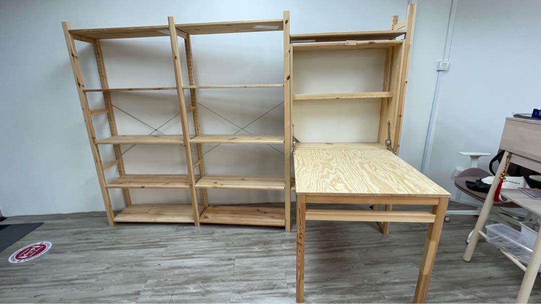 Ikea IVAR shelf set with discontinued foldable table, Furniture & Home
