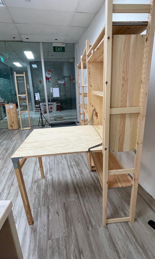 Ikea IVAR shelf set with discontinued foldable table, Furniture & Home