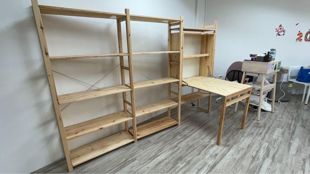 Ikea IVAR shelf set with discontinued foldable table, Furniture & Home