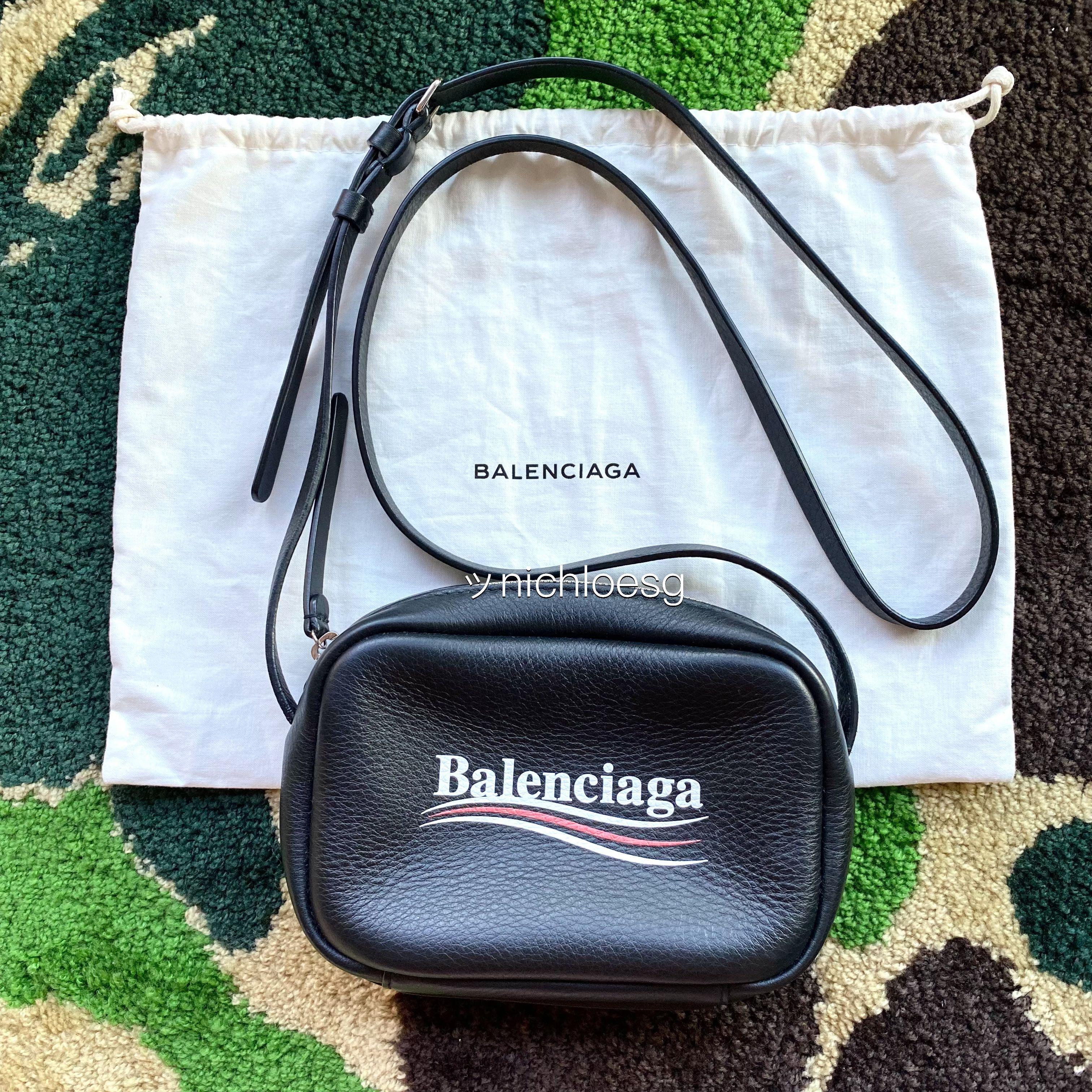 BALENCIAGA Calfskin Logo XS Everyday Camera Bag Black 1195051  FASHIONPHILE