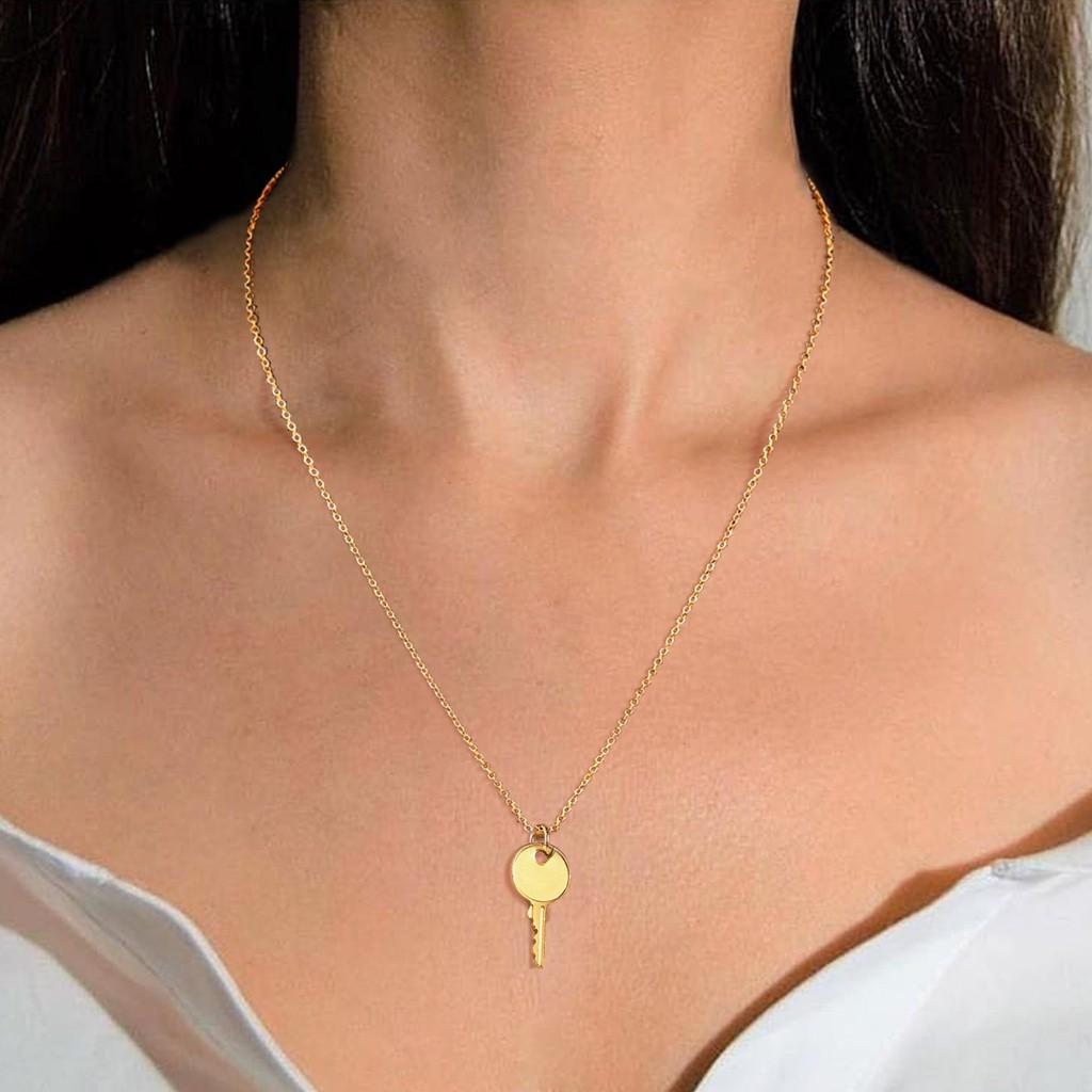Mens gold key necklace sales