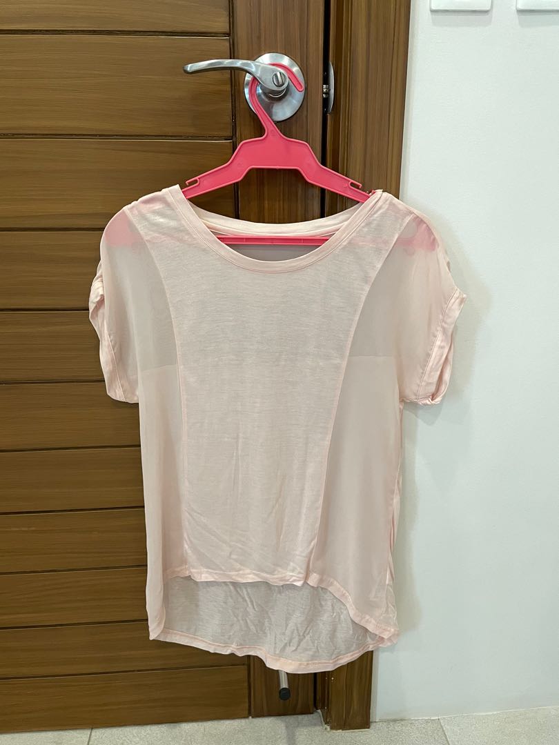 Light Pink Sheer Blouse, Women's Fashion, Tops, Blouses on Carousell