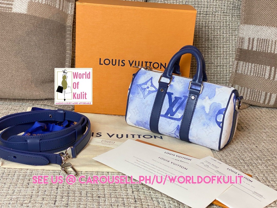 LOUIS VUITTON VIRGIL ABLOH WATERCOLOR GIANT MONOGRAM BLUE BEACH BAG & POUCH