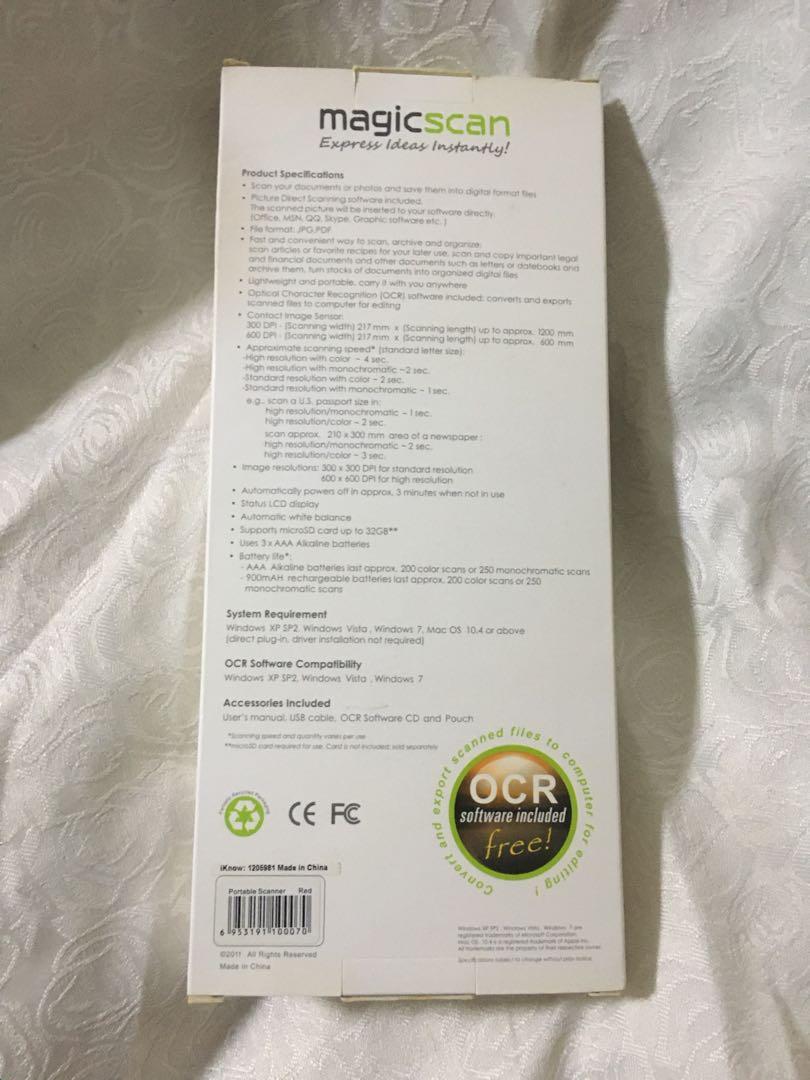 Magic Scan (Category: Printers, Scanners & Copiers) located in Singapore. Submitted by lhy88 (Listing ID 1132862233, Image 3). Description: Brand New.