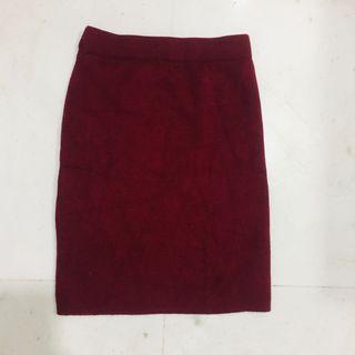 💕💕CNY Maroon Red Bodycon Fitted Skirt #FasterLorh