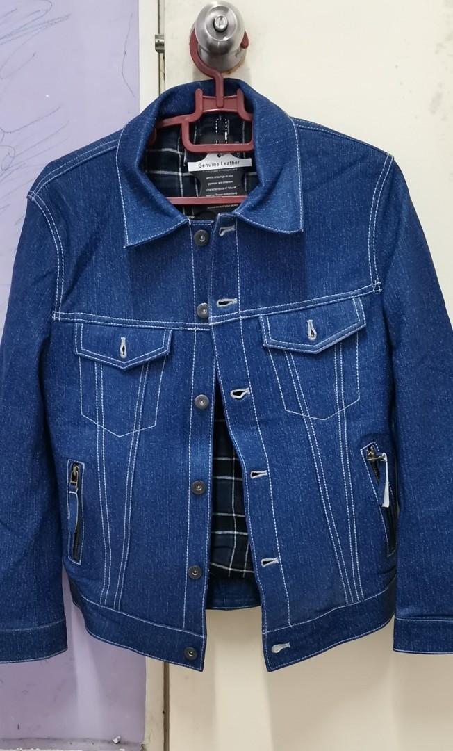 Mens Ori Genuine Leather Sheep Jeans Denim Jacket Men s Fashion
