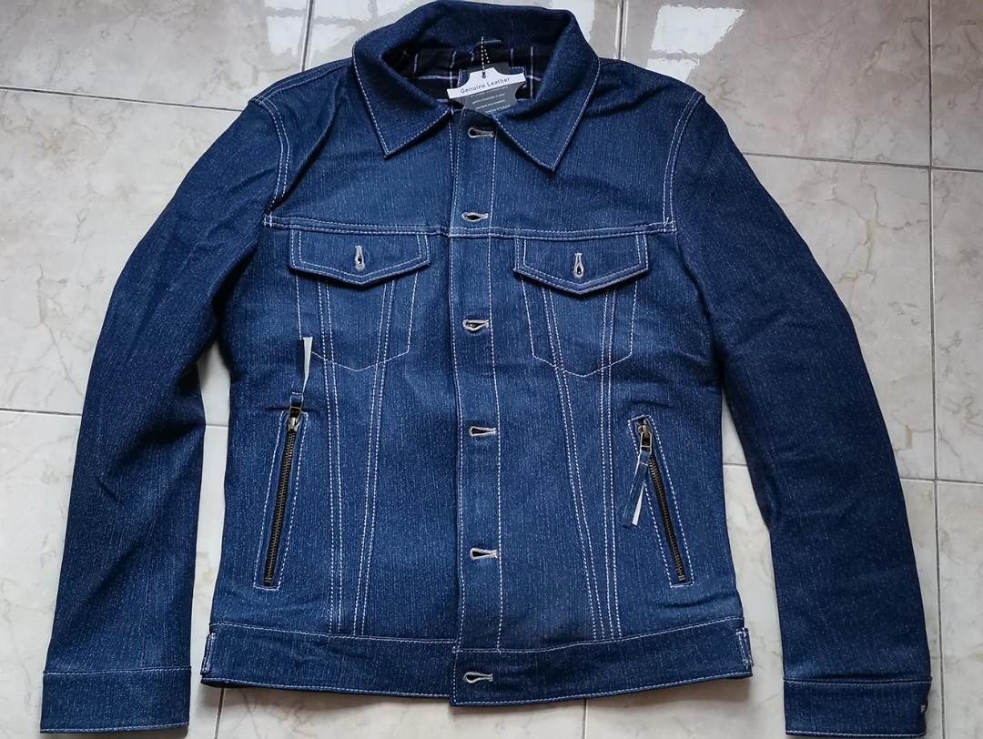 Mens Ori Genuine Leather Sheep Jeans Denim Jacket Men s Fashion