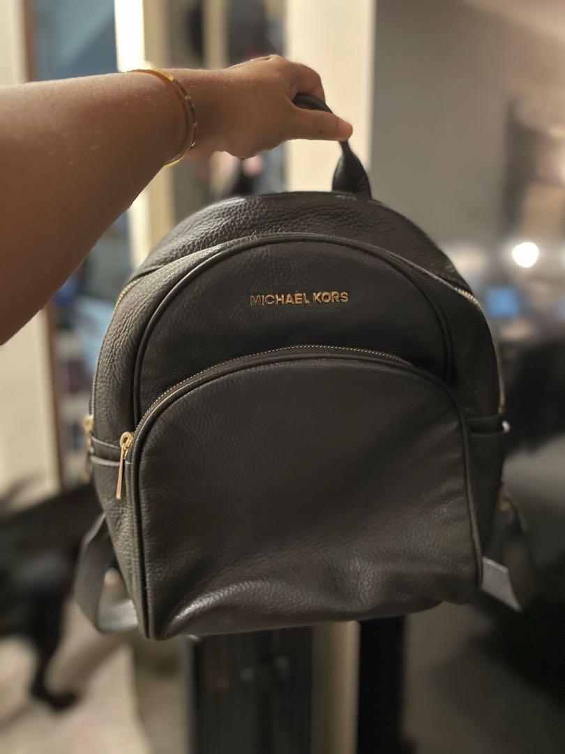 Michael Kors Abbey Backpack in Pebbled Leather Black Women s