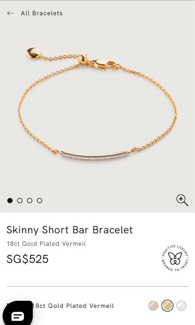 Monica Vinader Skinny Short Diamond Bar Bracelet