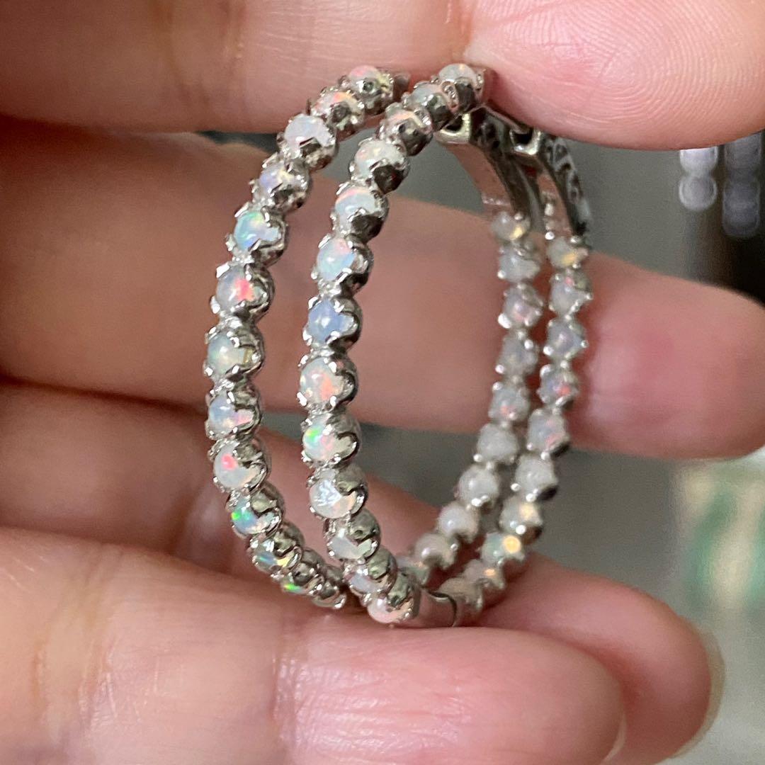 Genuine opal new arrivals hoop earrings