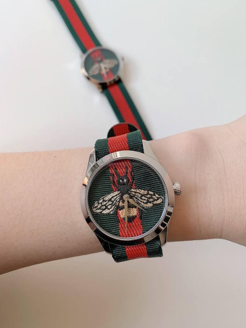 New GUCCI BEE TIMELESS GREEN RED SHW YA1264060 D 3 8 CM