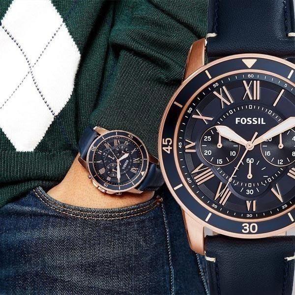 Original Fossil FS5237 Men s Grant Sport Chronograph Navy Blue