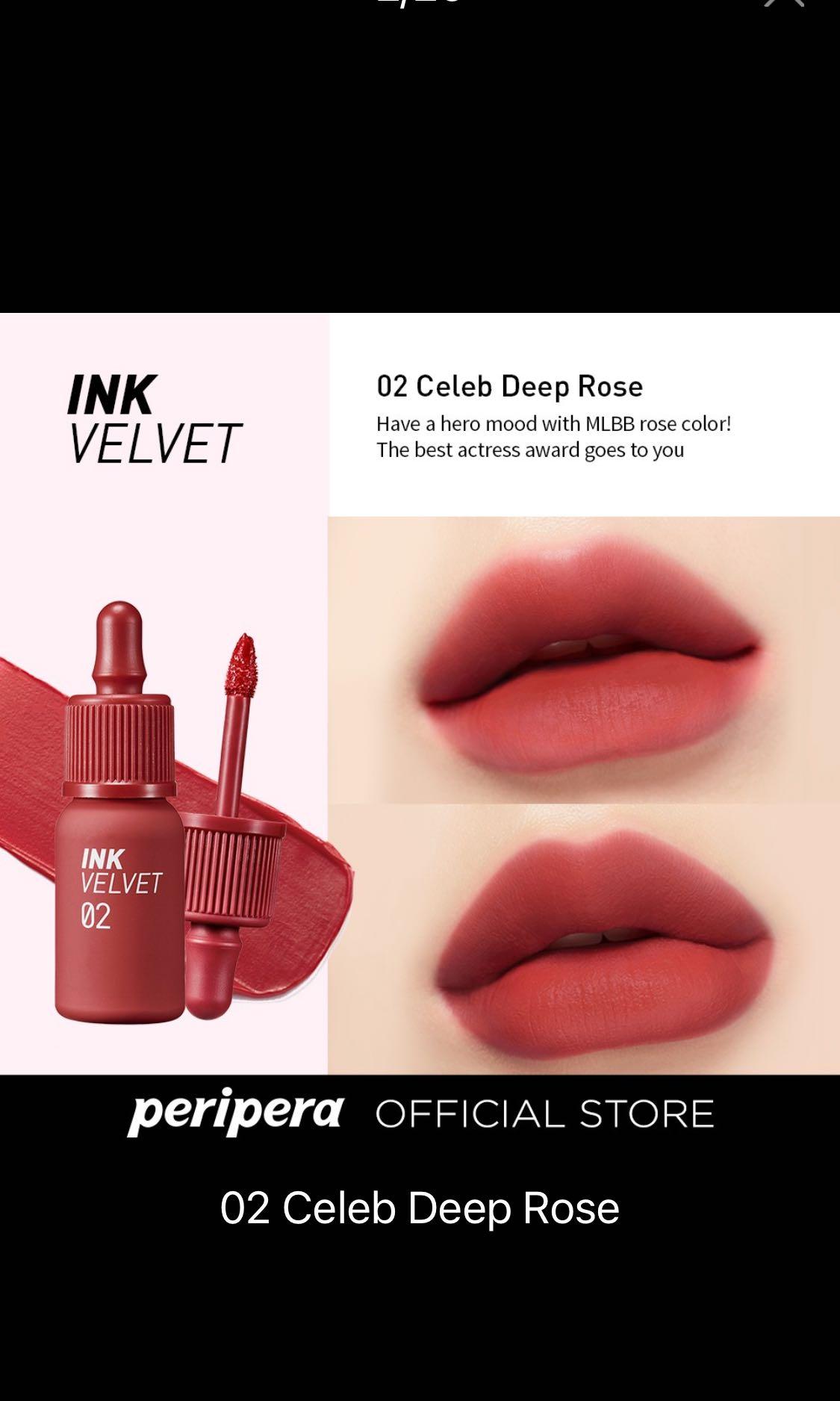 Peripera ink velvet Lip Tint in shade 02 deep celeb rose, Beauty