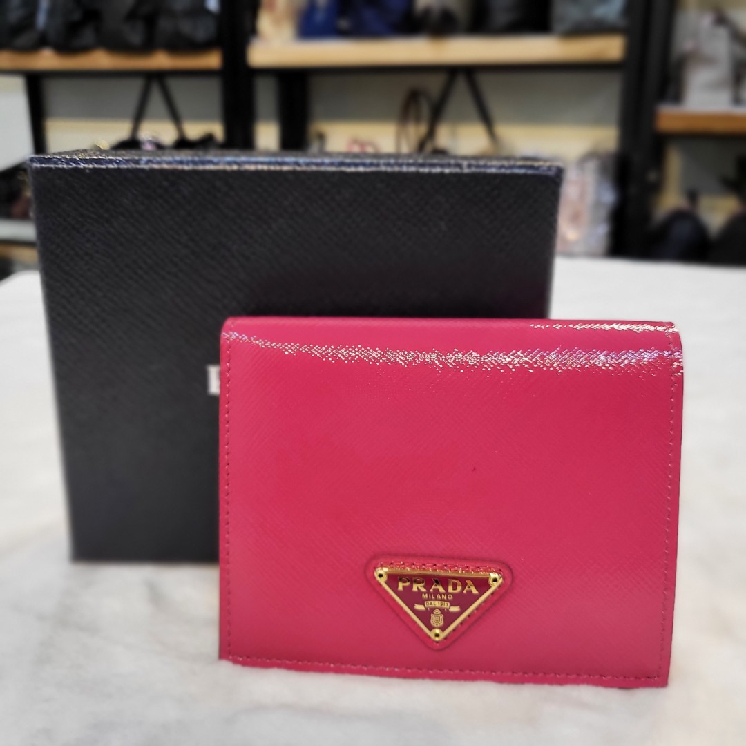 Peony Pink Small Saffiano Leather Wallet