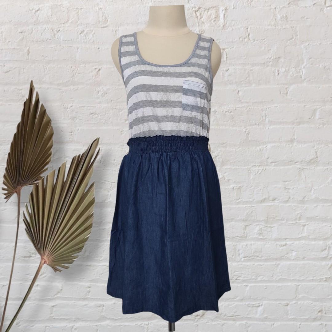 [PRELOVED] DISKON MINI DRESS CASUAL MURAH BAHAN KOMBINASI BRANDED  VALLEYGIRL