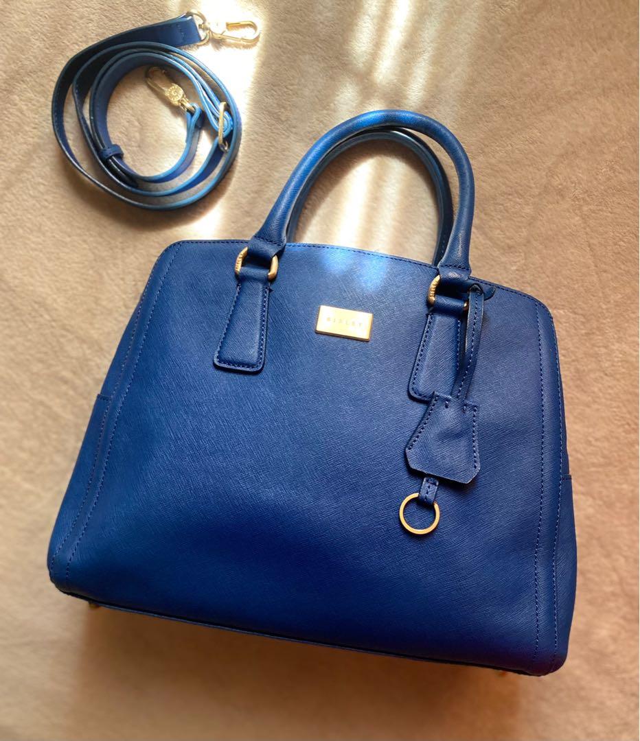 DECLUTTERING SALE Preloved Sisley Blue Saffiano Leather Large Satchel Luxury Bags Wallets on Carousell