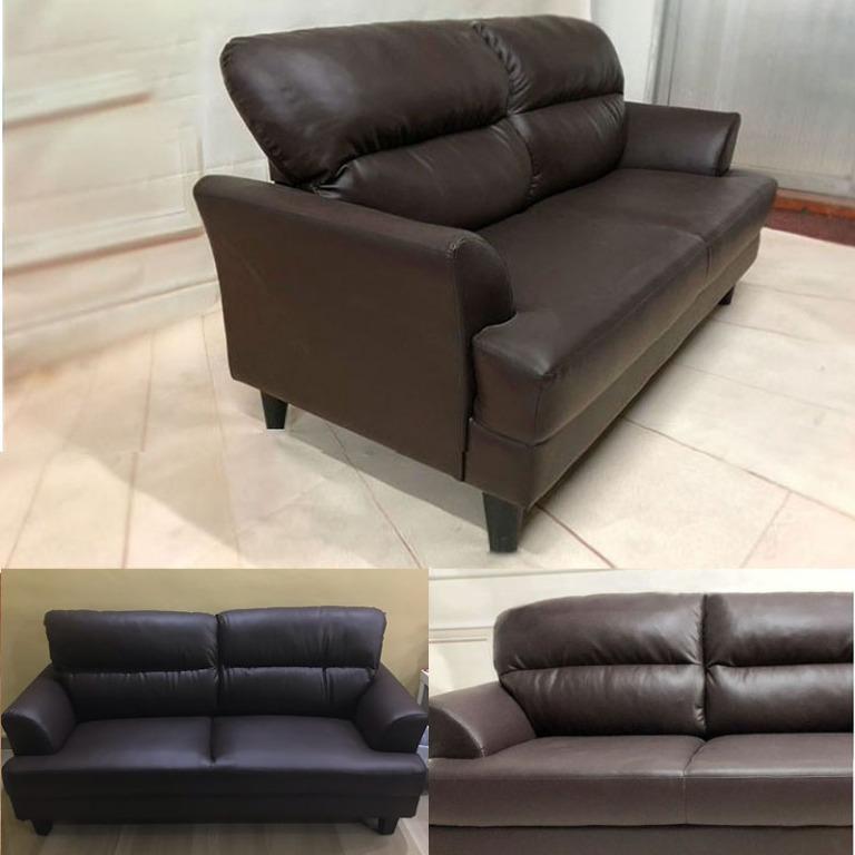 Pvc Leather Sofa Free Delivery 2 3, Grey Leather Sofa 3 2 12