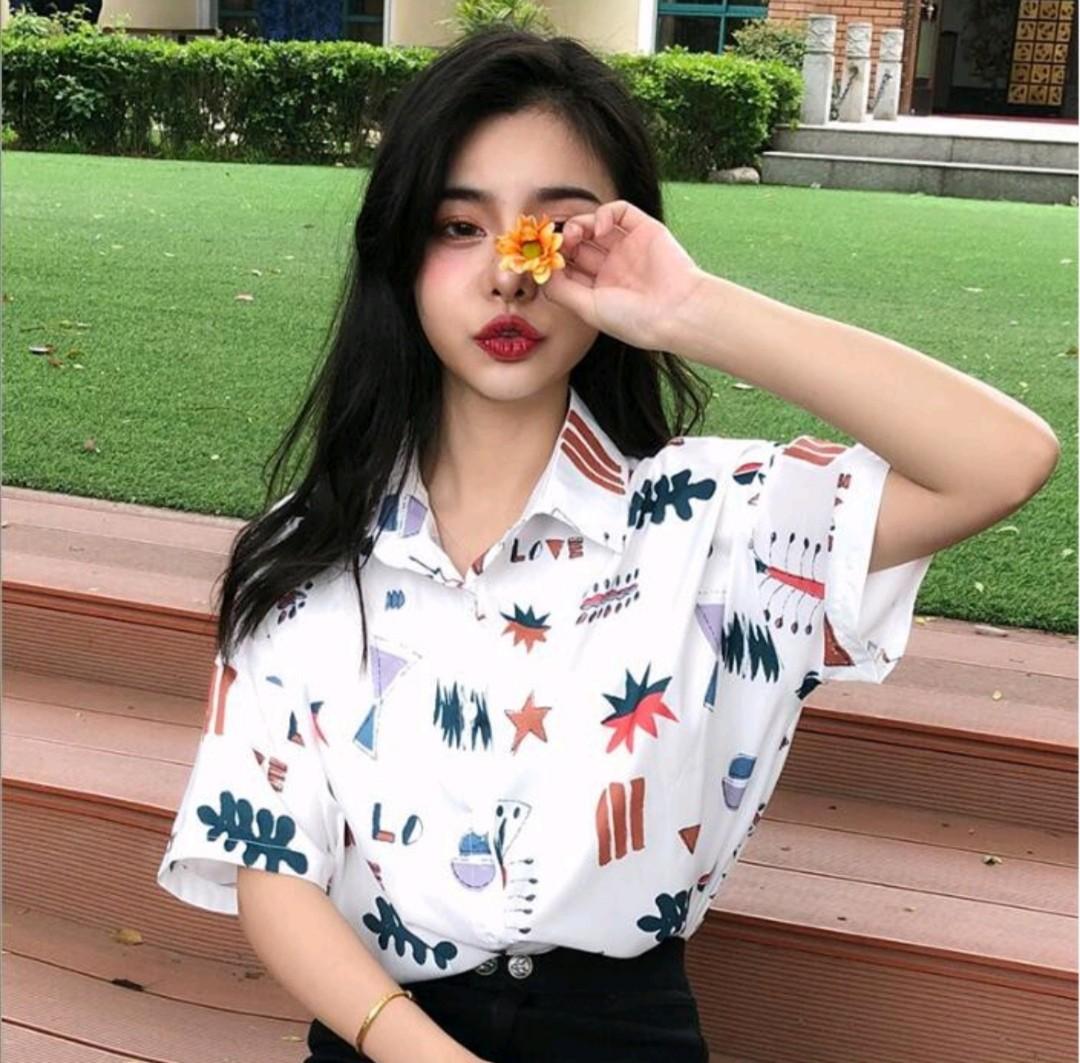 free mail) Summer Unisex Half Sleeve Print Hawaiian Shirts Women, Women's  Fashion, Tops, Shirts on Carousell