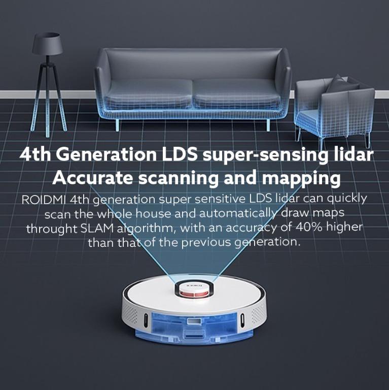 Xiaomi ROIDMI EVE PLUS Smart Robot Vacuum Mop Cleaner With Self Dust Collection Bin Dock, TV