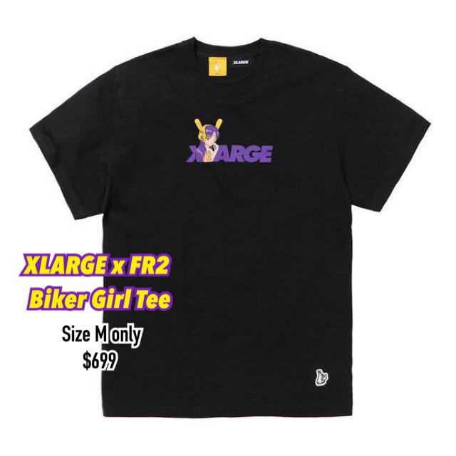 XLARGE x FR2 🇯🇵 Biker Girl Logo Tee, 男裝, 上身及套裝, T-shirt
