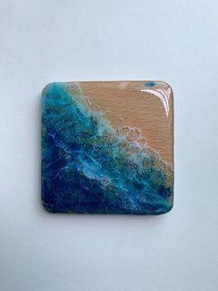 🌊#10 waikiki epoxy resin wooden coaster