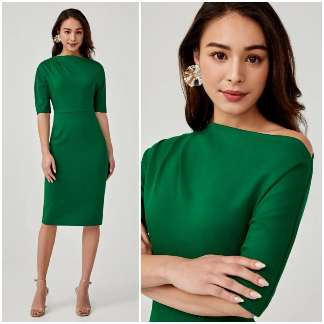 $28.90 Love Bonito Melia Asymmetrical Neckline Bodycon Dress LB Lovebonito,  Women's Fashion, Dresses & Sets, Dresses on Carousell