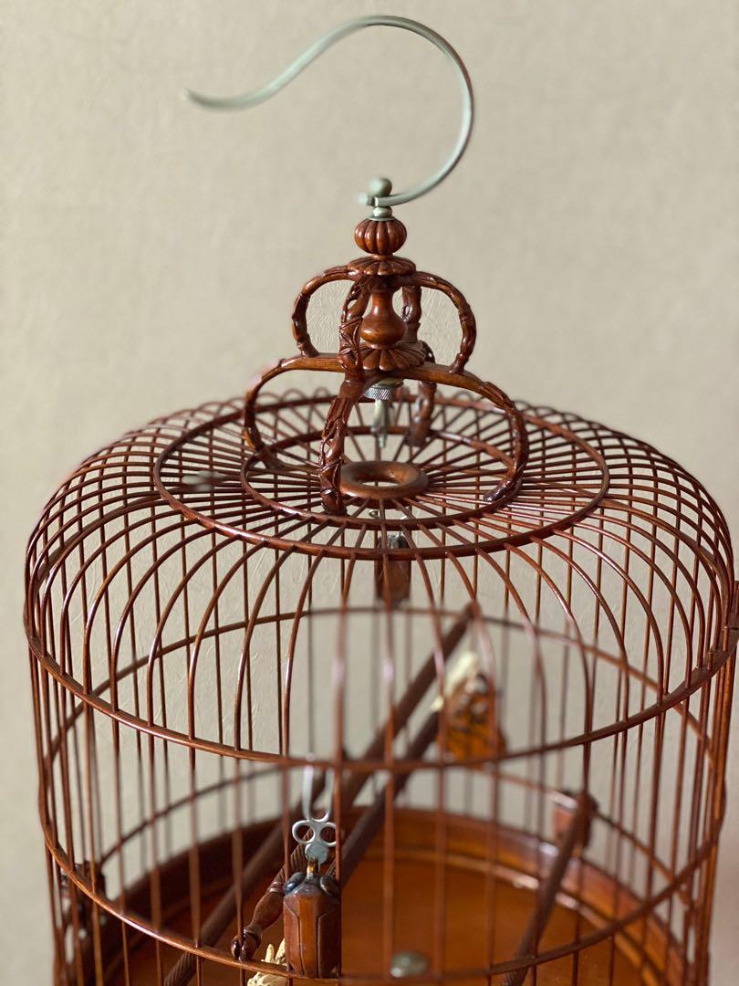 【実用的】Vintage rattan bird cage 鳥籠　鳥かご